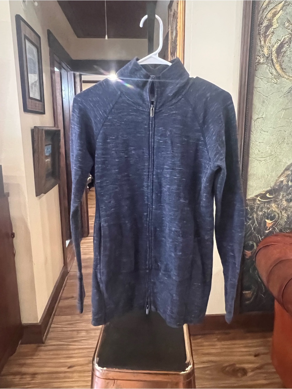 GAP Heathered Navy Full-Zip Sweater
